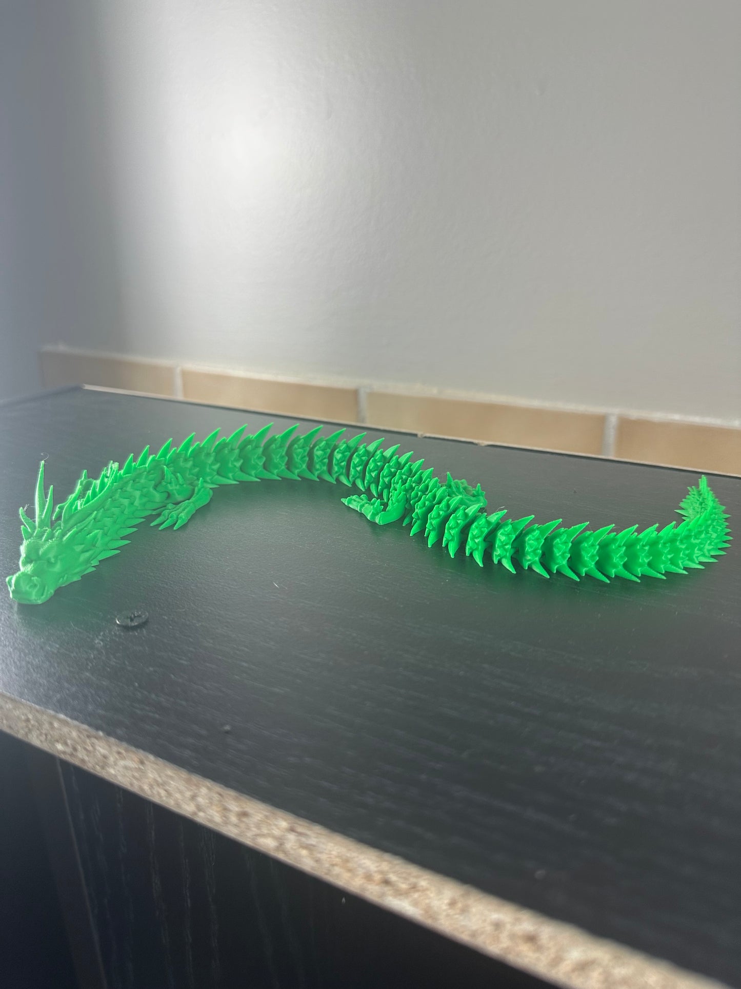 Fully Articulated Lime Green Dragon – 3D Printed Fidget Toy - MADE TO ORDER
