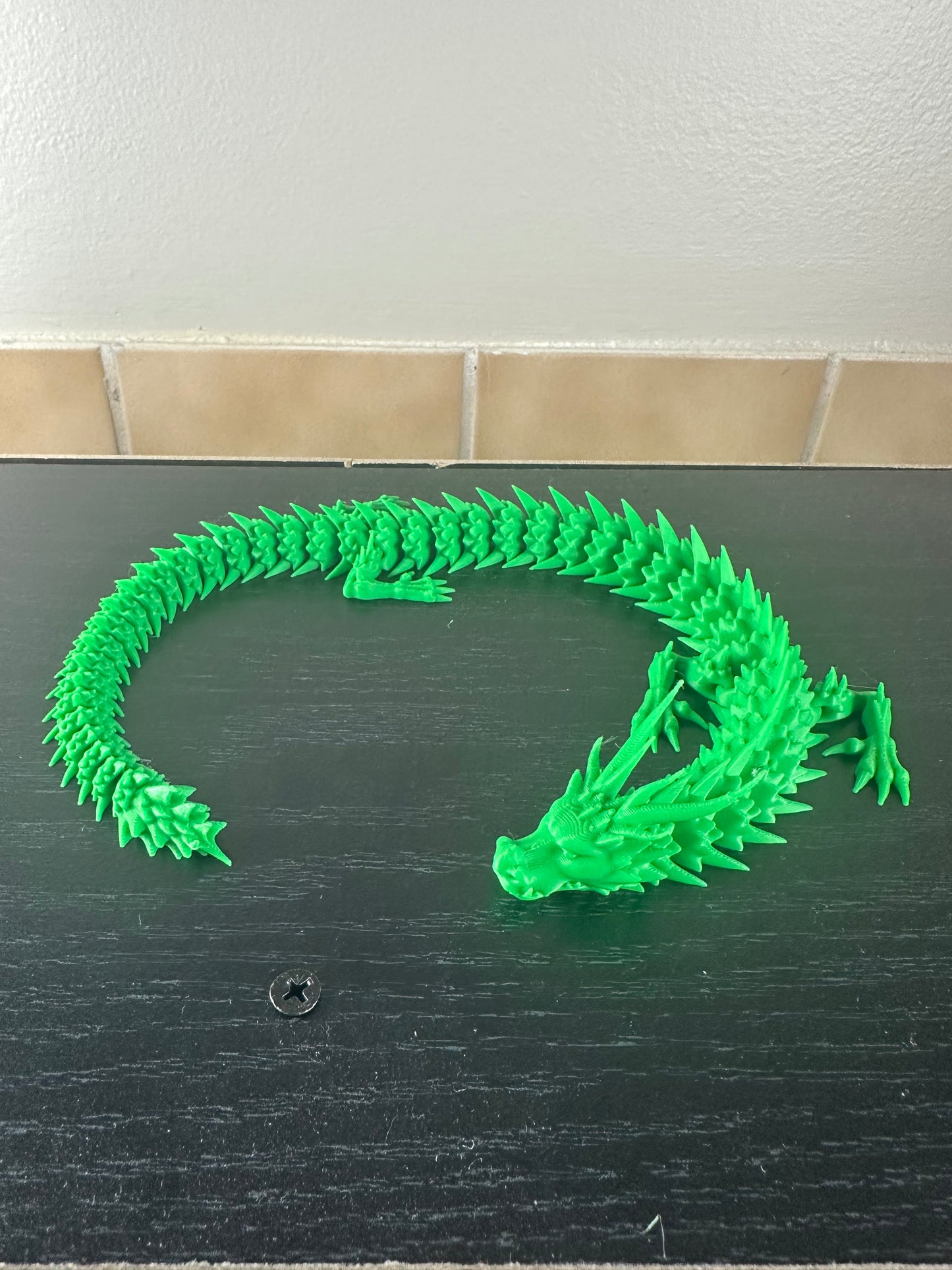 Fully Articulated Lime Green Dragon – 3D Printed Fidget Toy - MADE TO ORDER