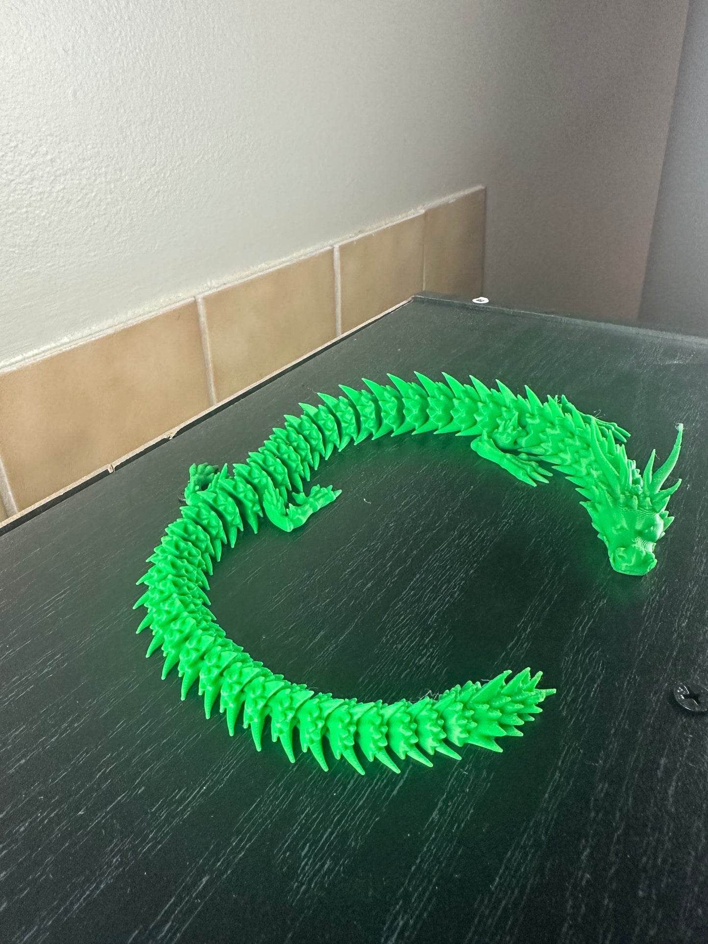 Fully Articulated Lime Green Dragon – 3D Printed Fidget Toy - MADE TO ORDER